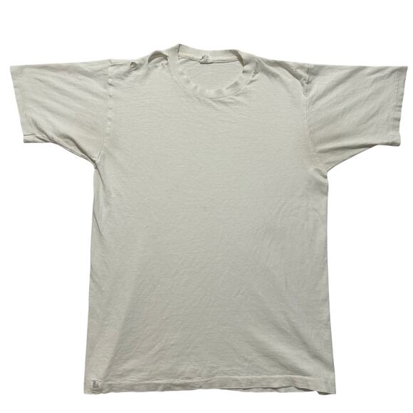 VTG 90's Blank Distressed Short Sleeve T-Shirt White M - Picture 1 of 6